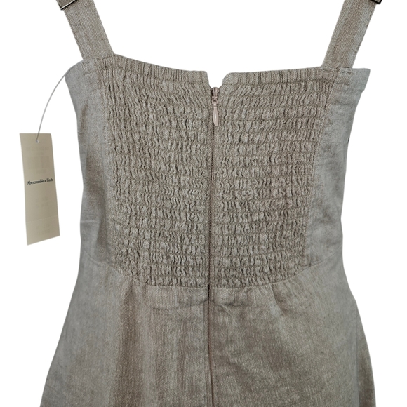 Abercrombie & Fitch Rouched Linen Square Neck Sun Dress In MT NWT - Picture 4 of 10